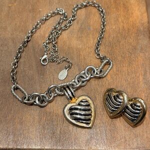 Bijoux Terner Gold and Silver Heart Necklace Set